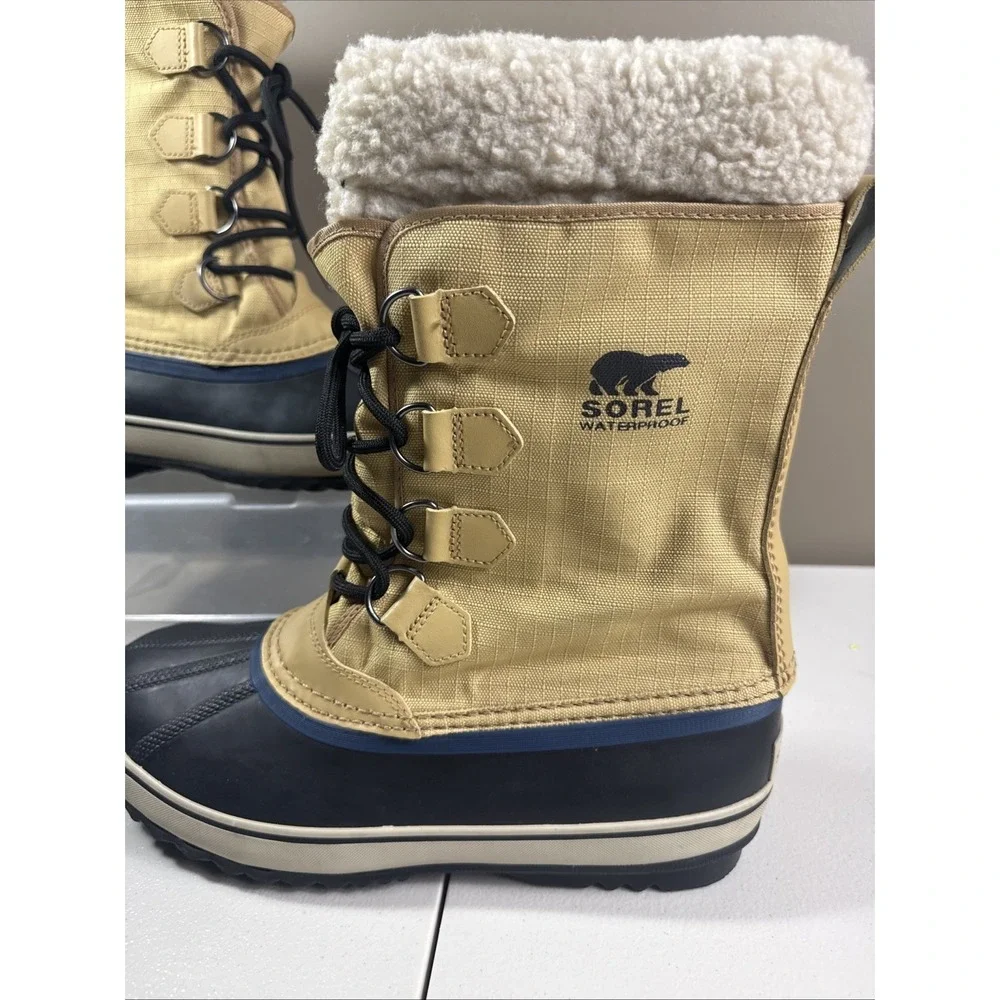 Sorel 1964 Pac Nylon Waterproof Winter Snow‎ Boot Men US 9 Tan/Black WORN ONCE!
